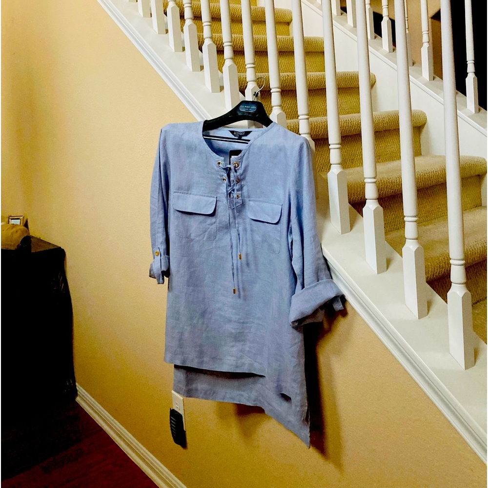 Ellen Tracy Linen Shirt Blouse XL